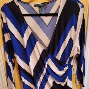 Royal Blue, White, & Black Chevron Stretchy Dress